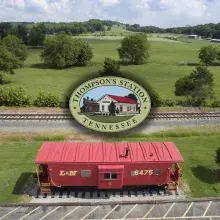 Town logo and caboose