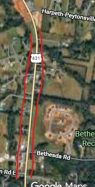 Road work Map of Lewisburg Pike