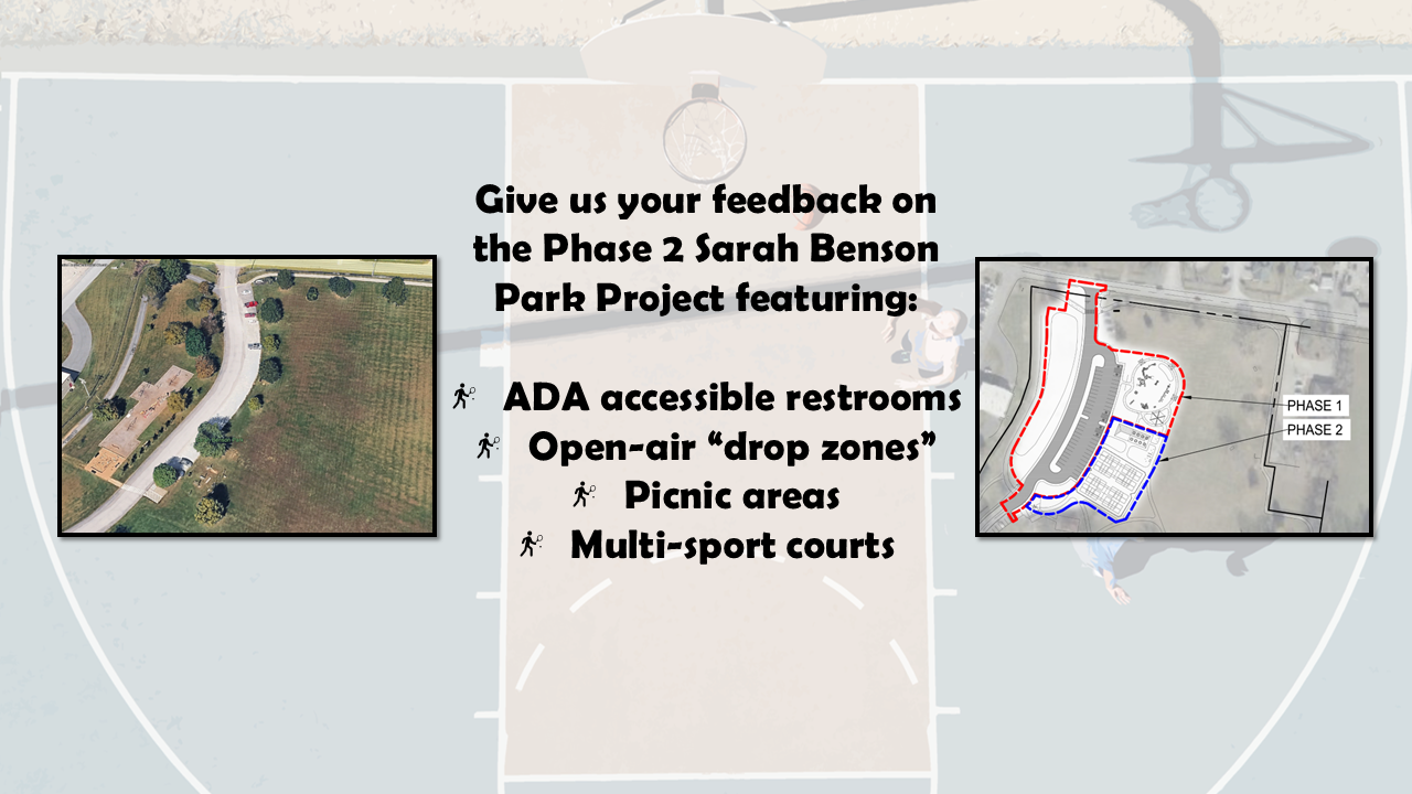 Maps of the anticipated changes to Sarah Benson Park